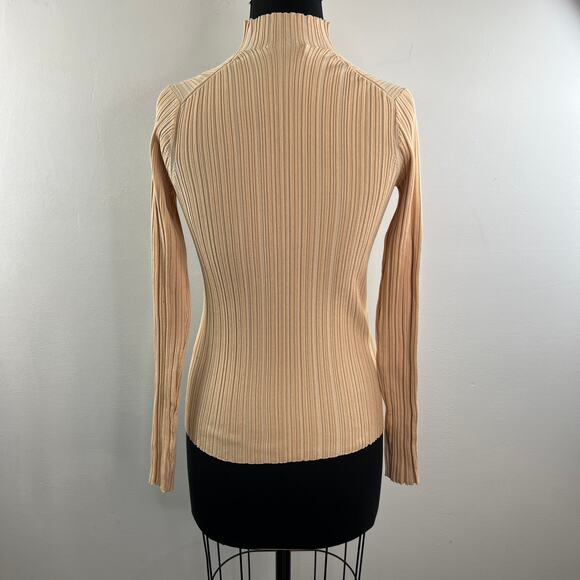 Acne Studios Beige Sweater Cotton Knit Ribbed Turtle Neck Pullover Size Small S - Picture 5 of 8